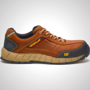 Men's Brown Leather Composite Toe Walking Shoes - Streamline Design